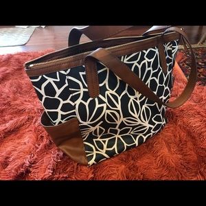 Fossil mini shopper tote - blue/white